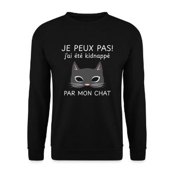 Je peux pas j’ai été kidnappé par mon chat humor - Sweat-shirt Unisexe - noir - Devant - Alina (178cm) & Michal (187cm)