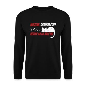 Mission Chatpossible rester au lit avec lui humour - Sweat-shirt Unisexe - noir - Devant - Alina (178cm) & Michal (187cm)