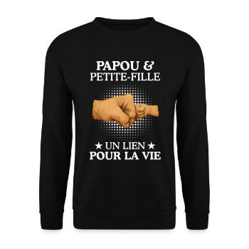 Papou et Petite-Fille un lien pour la vie cadeau - Sweat-shirt Unisexe - noir - Devant - Alina (178cm) & Michal (187cm)