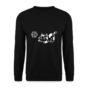 Cute Cat with Polyhedral D20 Dice Tabletop RPG - Unisex Sweatshirt - black - Front - Alina (178cm) & Michal (187cm)