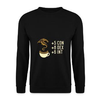 Coffee Stats Tabletop-RPG-Spiele - Unisex Pullover - Schwarz - Vorne - Alina (178cm) & Michal (187cm)
