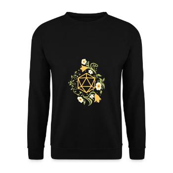Polyhedral D20 Dice Plant and Flowers Tabletop RPG - Unisex Sweatshirt - black - Front - Alina (178cm) & Michal (187cm)