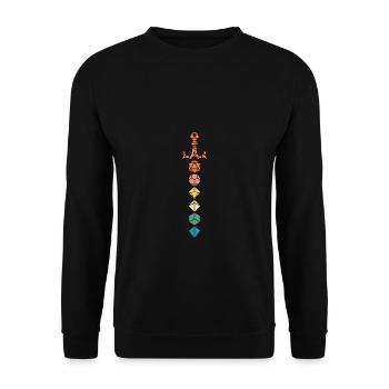 Retro Polyhedral Dice Set Sword of the Paladin - Unisex Sweatshirt - black - Front - Alina (178cm) & Michal (187cm)