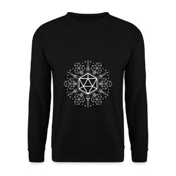 Geometric Polyhedral D20 Dice Shapes - Unisex Sweatshirt - black - Front - Alina (178cm) & Michal (187cm)