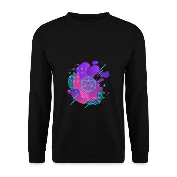 Futuristic Polyhedral D20 Dice Funky Blue - Unisex Sweatshirt - black - Front - Alina (178cm) & Michal (187cm)