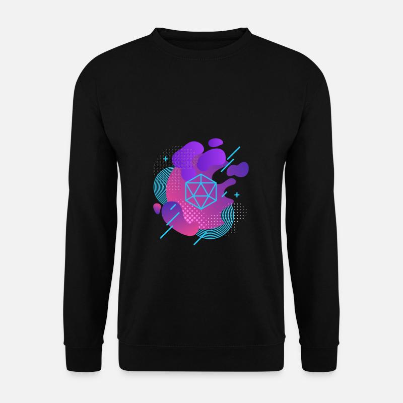 Futuristischer Polyeder D20 Würfel Funky Blau - Unisex Pullover - Schwarz