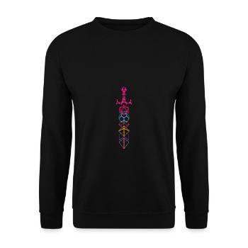 Synthwave Polyhedral D20 Dice Tabletop RPG - Unisex Sweatshirt - black - Front - Alina (178cm) & Michal (187cm)