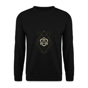 Sacred Geometry Polyhedral D20 Dice Necromancer - Unisex Sweatshirt - black - Front - Alina (178cm) & Michal (187cm)