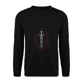 Barbar Polyeder Würfel Schwert Geometrisches Rollenspiel - Unisex Pullover - Schwarz - Vorne - Alina (178cm) & Michal (187cm)