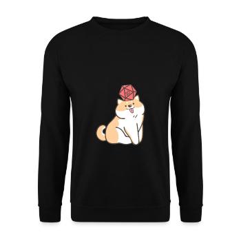 Kawaii Dog With Polyhedal D20 Dice Doge Lovers - Unisex Sweatshirt - black - Front - Alina (178cm) & Michal (187cm)