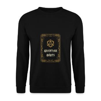 Adventure Awaits Polyhedral D20 Dice Tabletop RPG - Unisex Sweatshirt - black - Front - Alina (178cm) & Michal (187cm)