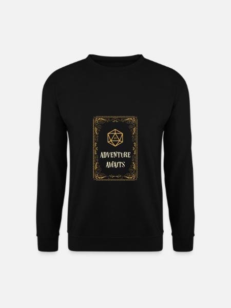 Abenteuer erwartet Polyedral D20 Würfel Tabletop-RPG - Unisex Pullover - Schwarz