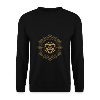 Golden Ornament Polyhedral D20 Dice Tabletop RPG - Unisex Sweatshirt - black - Front - Alina (178cm) & Michal (187cm)