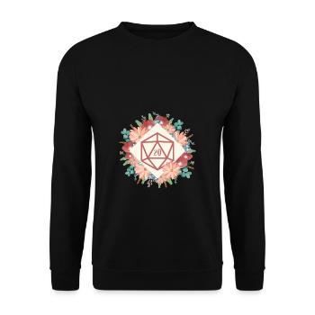 Polyhedral D20 Dice Floral Tabletop RPG - Unisex Sweatshirt - black - Front - Alina (178cm) & Michal (187cm)