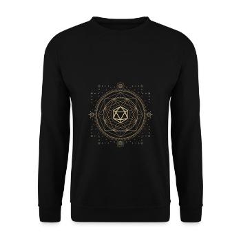 Polyhedral D20 Dice Tabletop RPG Geometry - Unisex Sweatshirt - black - Front - Alina (178cm) & Michal (187cm)