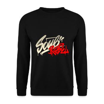 Soul Rebel <- (gold) - Unisex Pullover - Schwarz - Vorne - Alina (178cm) & Michal (187cm)