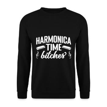Harmonica Musican Time Bitches Harmonica - Unisex Pullover - Schwarz - Vorne - Alina (178cm) & Michal (187cm)
