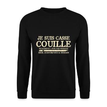 Casse couille humour homme râleur chiant - Sweat-shirt Unisexe - noir - Devant - Alina (178cm) & Michal (187cm)