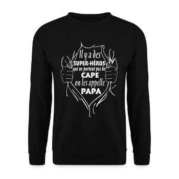 Super-Héros Cape Papa - Sweat-shirt Unisexe - noir - Devant - Alina (178cm) & Michal (187cm)