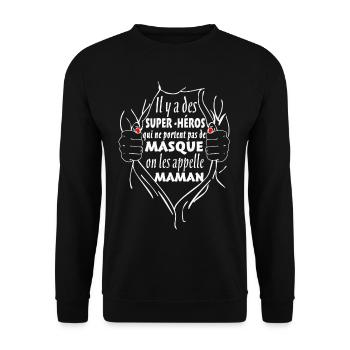 Maman Super-Héros - Sweat-shirt Unisexe - noir - Devant - Alina (178cm) & Michal (187cm)