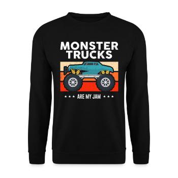 Vintage Monster Truck sind meine Jam Retro Sunset Cool - Unisex Pullover - Schwarz - Vorne - Alina (178cm) & Michal (187cm)