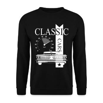 Automobile Classic Cars - Unisex Pullover - Schwarz - Vorne - Alina (178cm) & Michal (187cm)