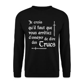 Il faut arrêter de dire des trucs - Sweat-shirt Unisexe - noir - Devant - Alina (178cm) & Michal (187cm)