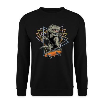 Tyrannosaurus Skateboard Dreiecke - Unisex Pullover - Schwarz - Vorne - Alina (178cm) & Michal (187cm)