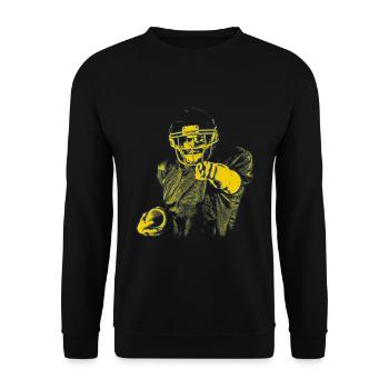 Yellow Blue Football Star Index Finger - Unisex Sweatshirt - black - Front - Alina (178cm) & Michal (187cm)