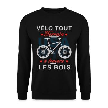 Vélo tout terrain à travers les bois - Sweat-shirt Unisexe - noir - Devant - Alina (178cm) & Michal (187cm)