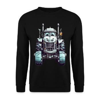 Traktor mit Augen - Unisex Pullover - Schwarz - Vorne - Alina (178cm) & Michal (187cm)