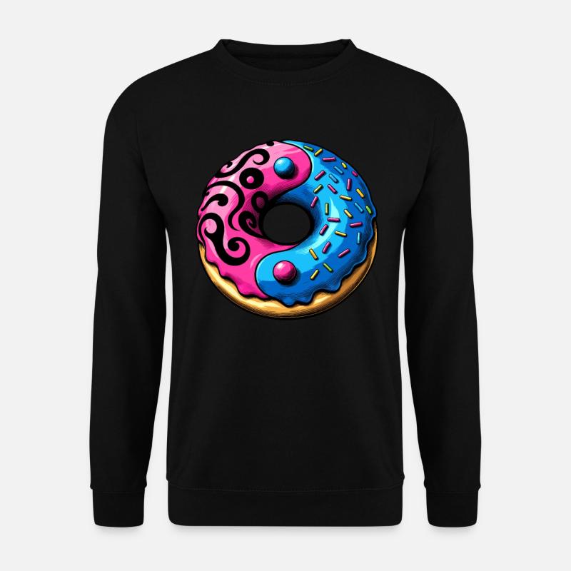 Yin Yang Donut Illustration - Unisex Pullover - Schwarz