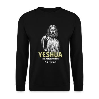 Jeschua Göttlicher Messias Illustration - Unisex Pullover - Schwarz - Vorne - Alina (178cm) & Michal (187cm)
