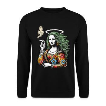 Floral Halo Mona – Retro Smoking Art Design - Sweat-shirt Unisexe - noir - Devant - Alina (178cm) & Michal (187cm)