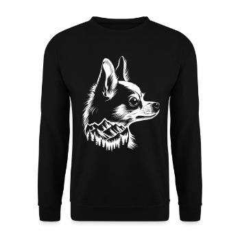Hund Chihuahua Berg - Unisex Pullover - Schwarz - Vorne - Alina (178cm) & Michal (187cm)