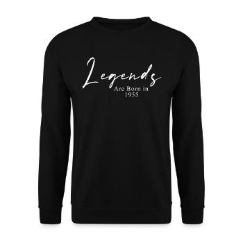 Legenden sind geboren im Jahr 1955 Geschenkidee - Unisex Pullover - Schwarz - Vorne - Alina (178cm) & Michal (187cm)
