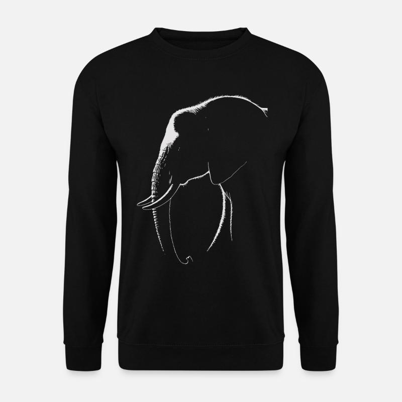 Elefant Silhouette – Eleganz in Schwarz-Weiß - Unisex Pullover - Schwarz