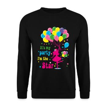 Fille de célébration avec des ballons Design - Sweat-shirt Unisexe - noir - Devant - Alina (178cm) & Michal (187cm)