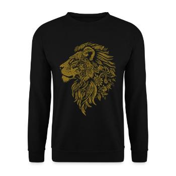 Lion Mandala Face Lion Head Tribal - Unisex Sweatshirt - black - Front - Alina (178cm) & Michal (187cm)