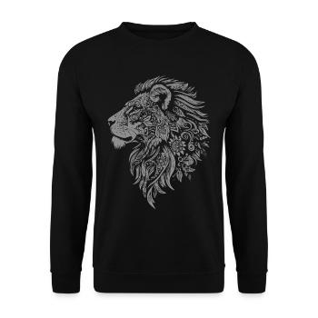 Refined lion head with floral decoration - Unisex Sweatshirt - black - Front - Alina (178cm) & Michal (187cm)