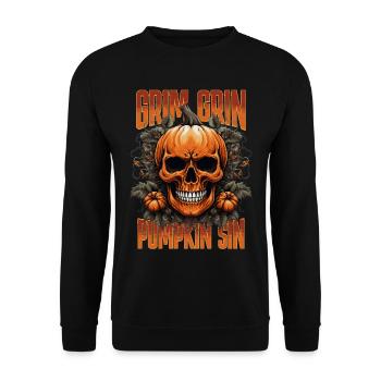 Horror - Grim Grin Pumpkin Sin - Unisex Sweatshirt - black - Front - Alina (178cm) & Michal (187cm)