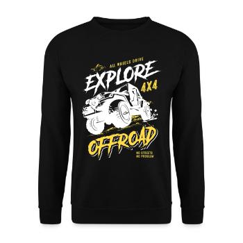 Aventure Tout-terrain Véhicule tout-terrain 4x4 - Sweat-shirt Unisexe - noir - Devant - Alina (178cm) & Michal (187cm)