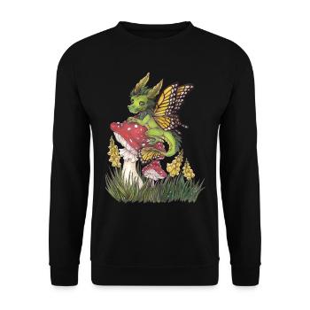 Forest Dragon on Toadstool Cute Butterfly - Unisex Sweatshirt - black - Front - Alina (178cm) & Michal (187cm)