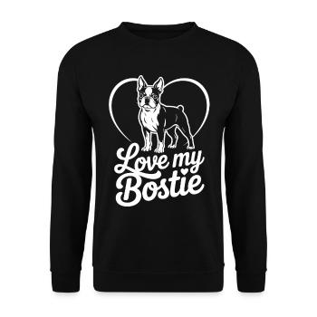 Bostie Liebe Herz Silhouette - Unisex Pullover - Schwarz - Vorne - Alina (178cm) & Michal (187cm)