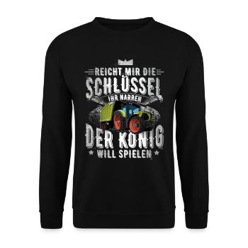 Landwirt - Unisex Pullover - Schwarz - Vorne - Alina (178cm) & Michal (187cm)