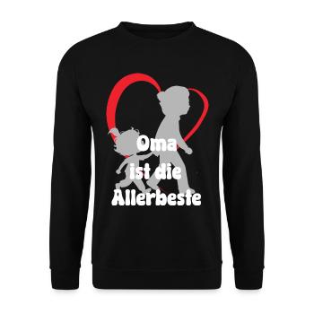 Oma ist die Allerbeste Oma mit Enkelin - Unisex Pullover - Schwarz - Vorne - Alina (178cm) & Michal (187cm)
