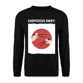 Essstäbchen weg Ramen Japanische Flagge - Unisex Pullover - Schwarz - Vorne - Alina (178cm) & Michal (187cm)