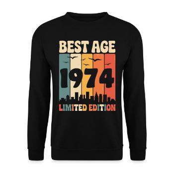  1974 anniversaire rétro 1974 vintage 1974 - Sweat-shirt Unisexe - noir - Devant - Alina (178cm) & Michal (187cm)