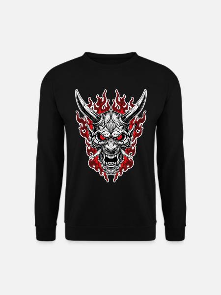 Oni-Maske Höllenporträt Rot Schwarz - Unisex Pullover - Schwarz