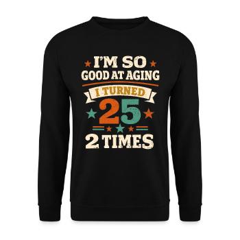50 years Humor 25 years 2 times Anniversary - Unisex Sweatshirt - black - Front - Alina (178cm) & Michal (187cm)